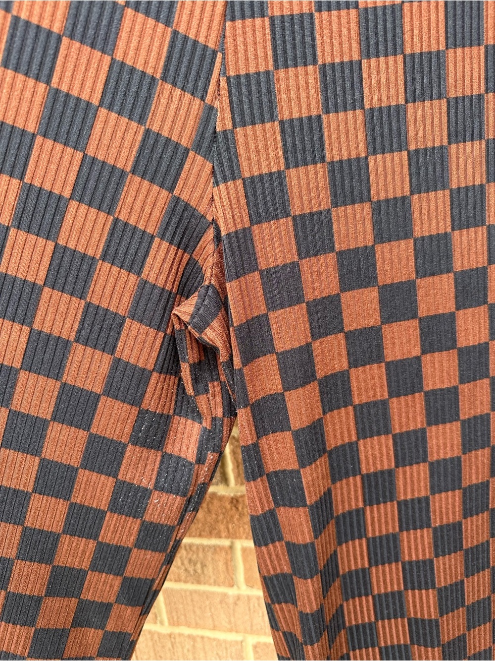 Dressed In LALA Lex Ribbed Playsuit - Brown/Black Checkerboard Size 3XL - Picture 10 of 16